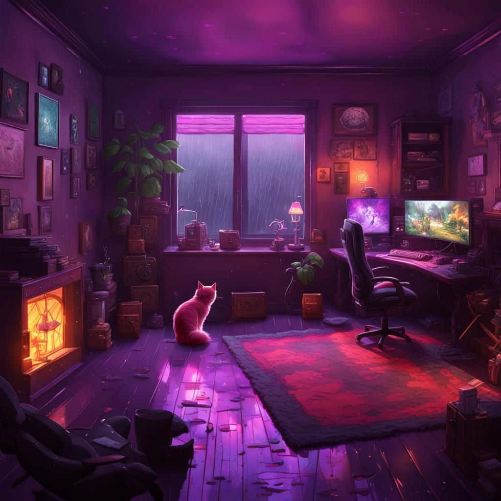 Cozy Gamer Room Rainy Day Ambience Wallpaper