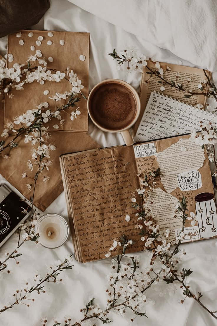 Cozy Vintage Journaling Scene Wallpaper