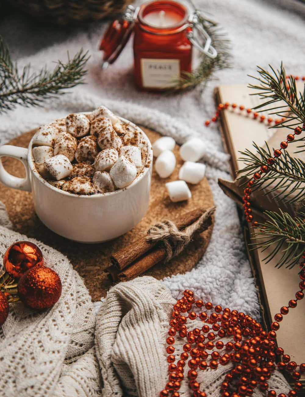 Cozy Winter Hot Chocolate Aesthetic Wallpaper