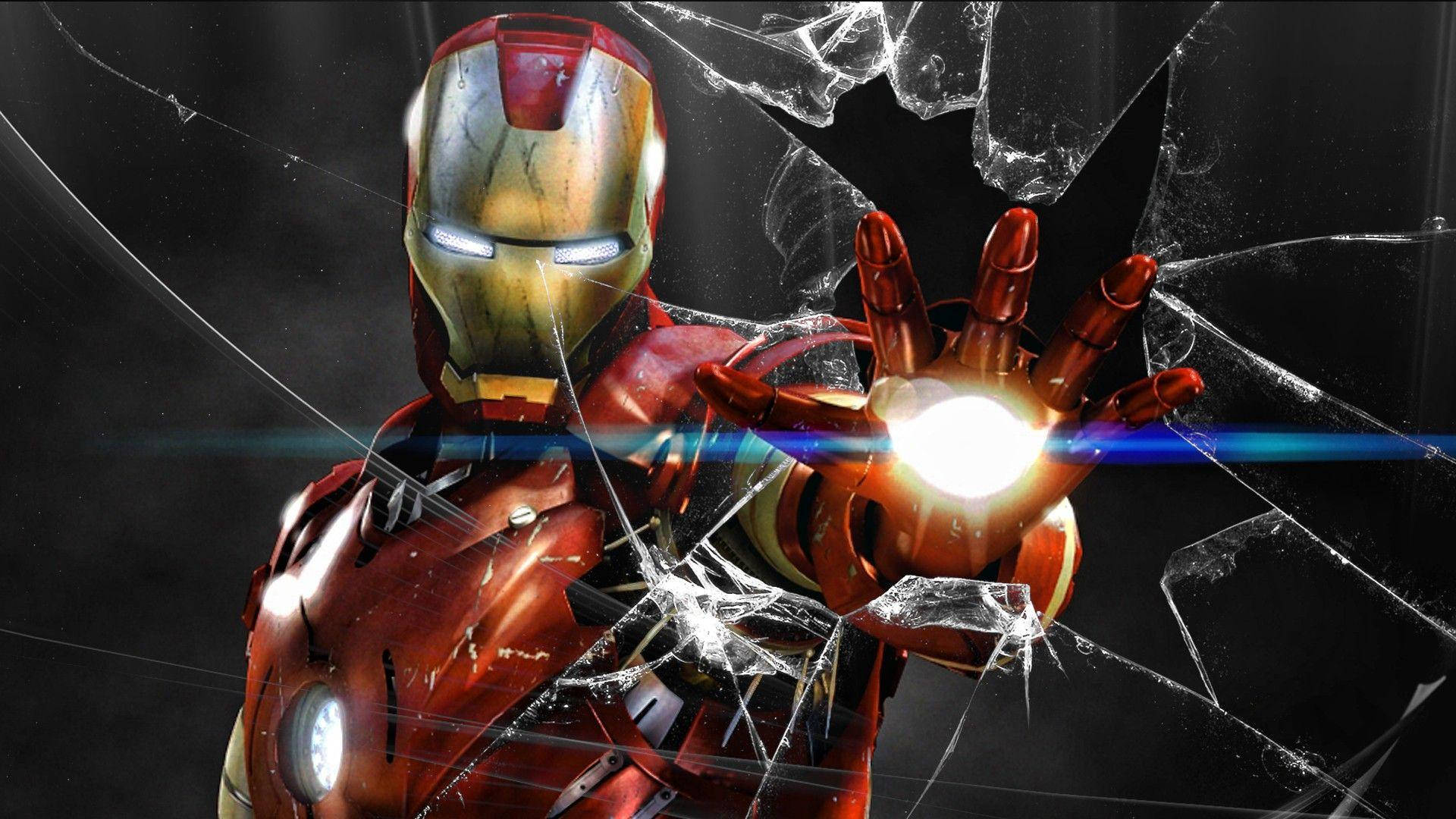 Cracked Computer Screen Iron Man Wallpaper