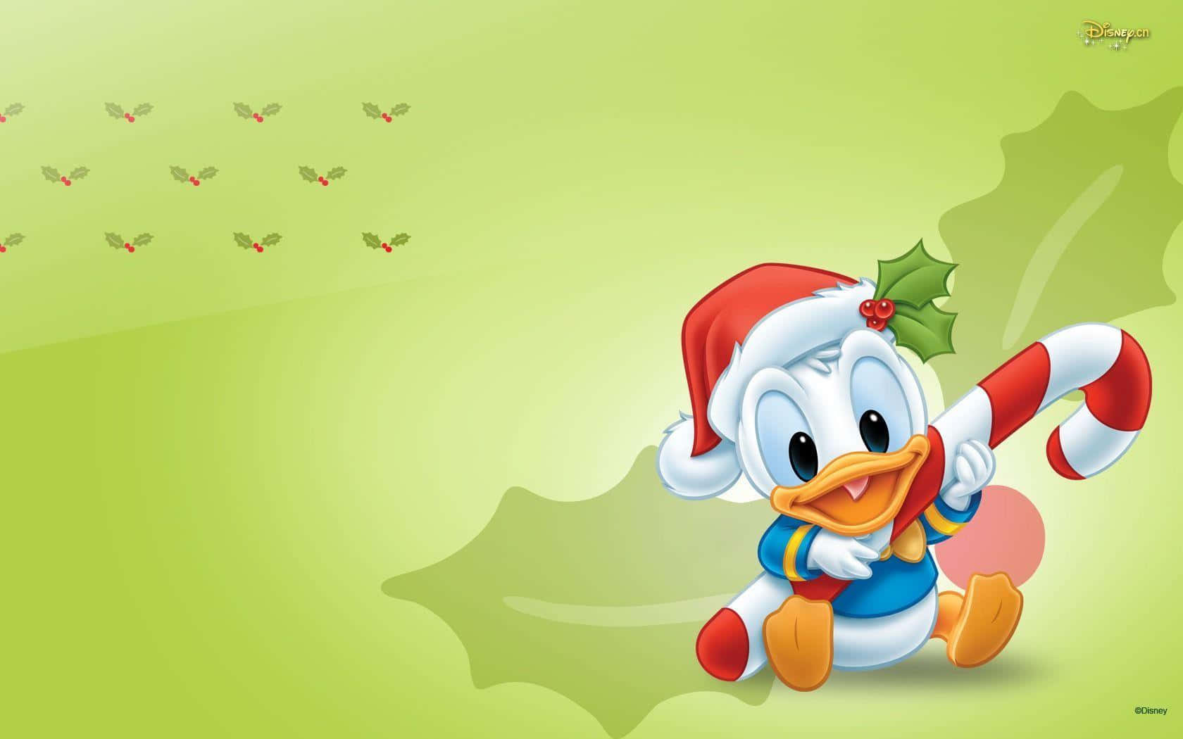 Crazy Cartoon Baby Donald Duck Christmas Wallpaper