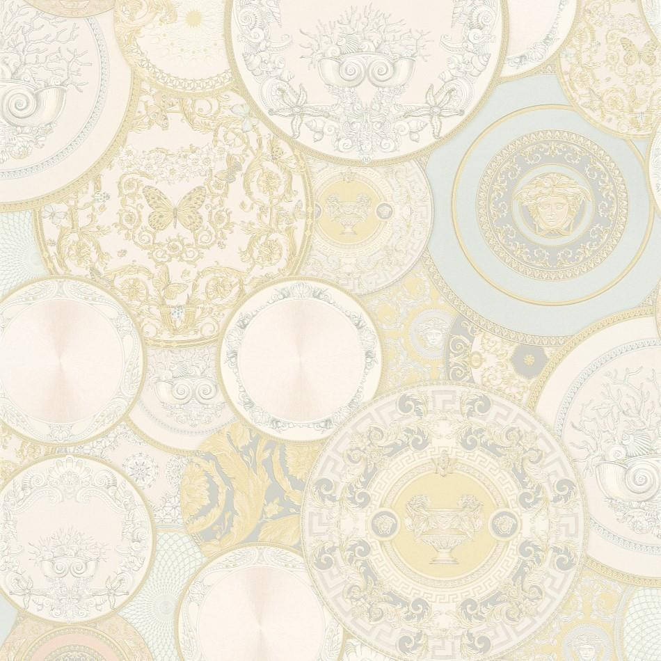 Cream Silver Plates Art Wallpaper