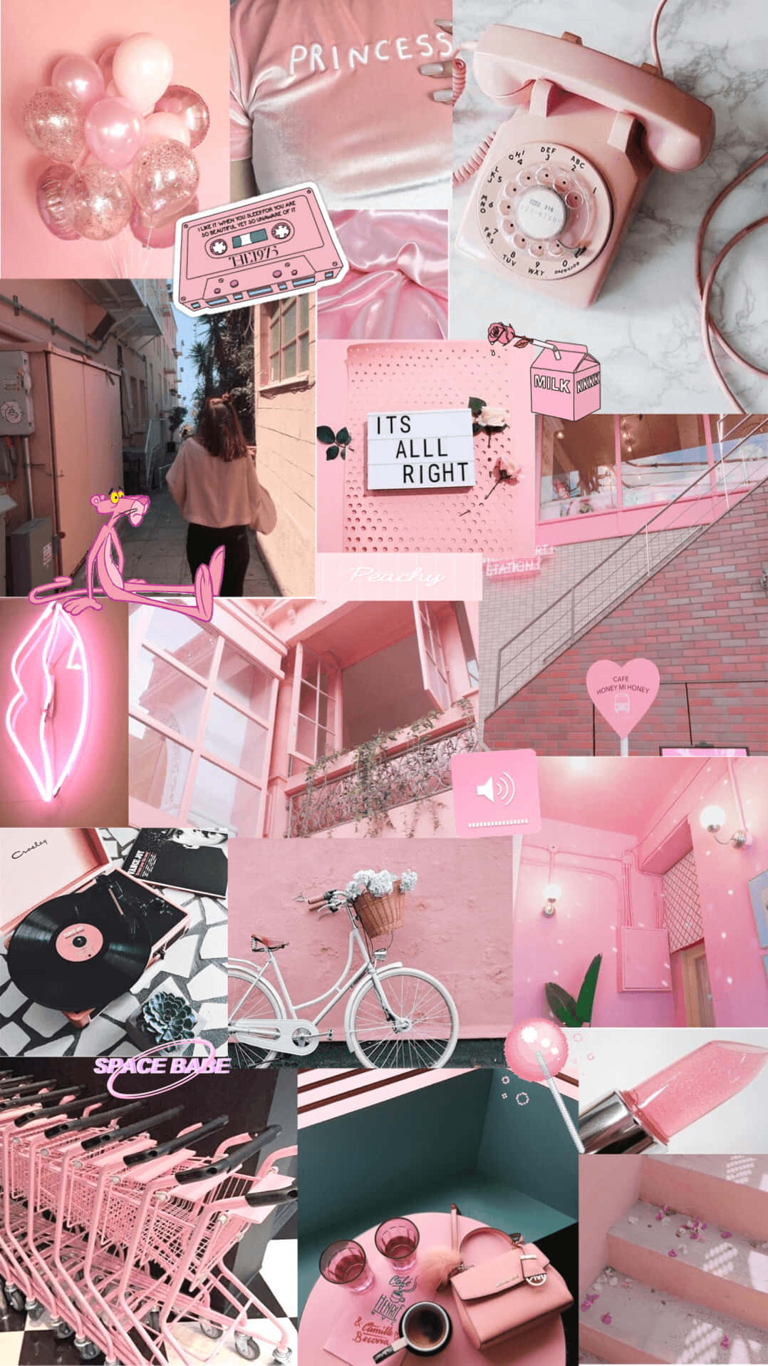 Creative Collage Of Unique Pink Shades Wallpaper