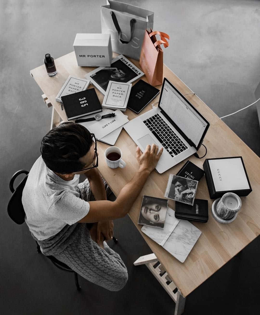 Creative Workspace Overhead View Wallpaper