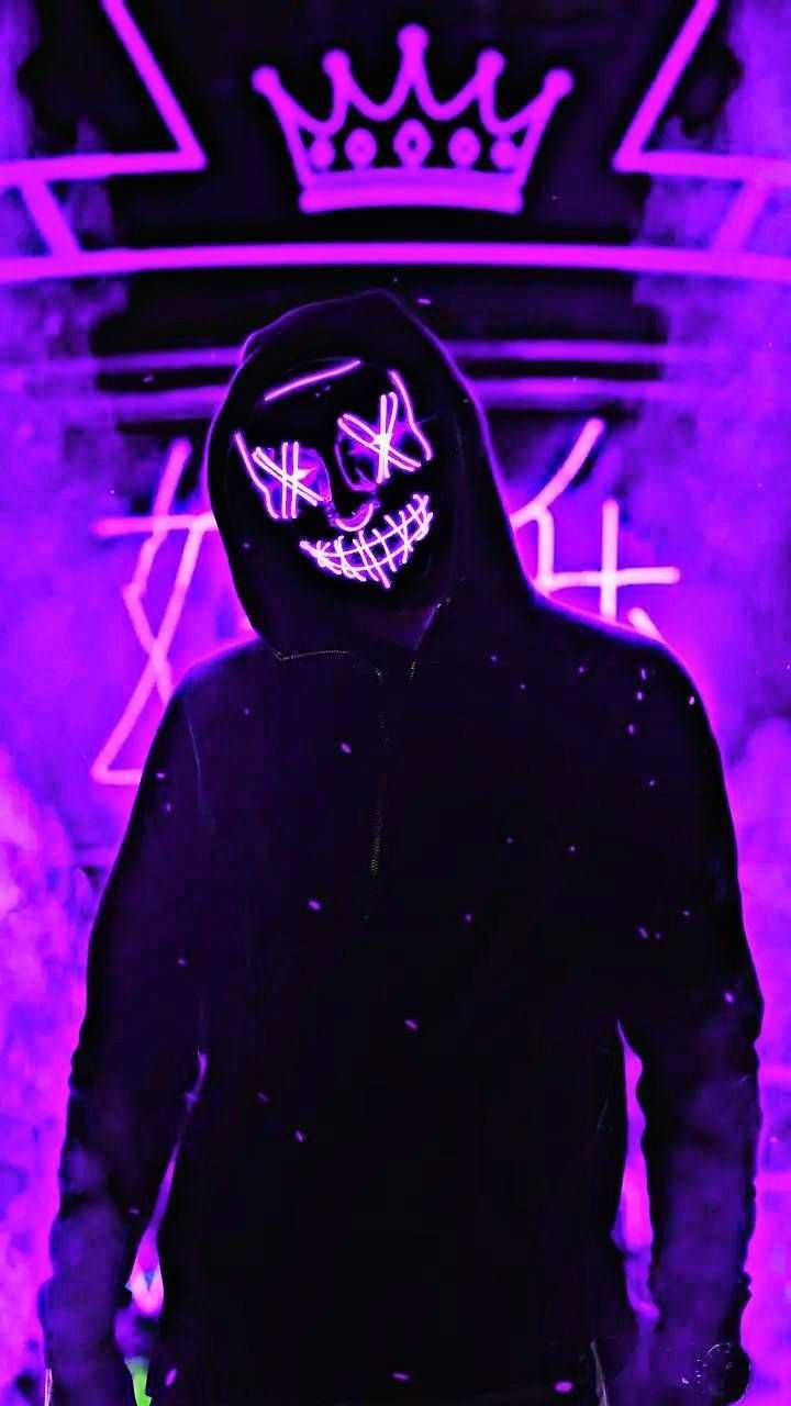 Creepy Black And Purple Aesthetic Neon Wallpaper