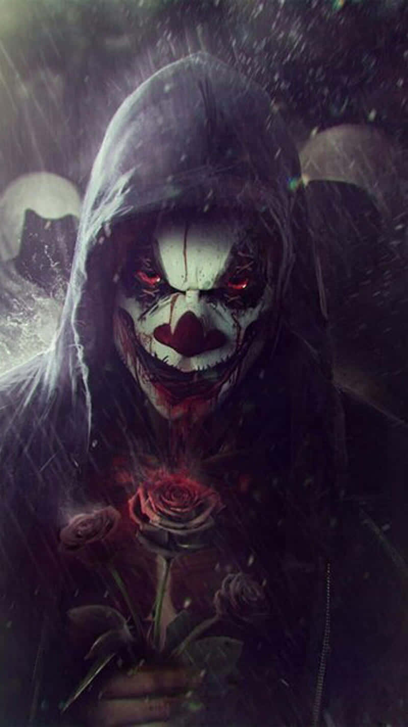 Creepy_ Clown_with_ Roses_in_ Rain.jpg Wallpaper