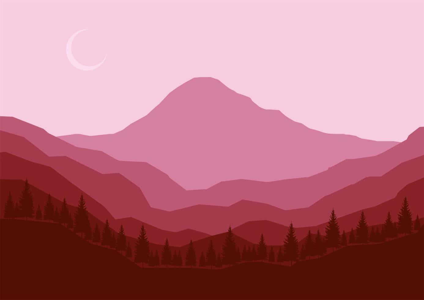 Crimson Mountain Silhouette Wallpaper