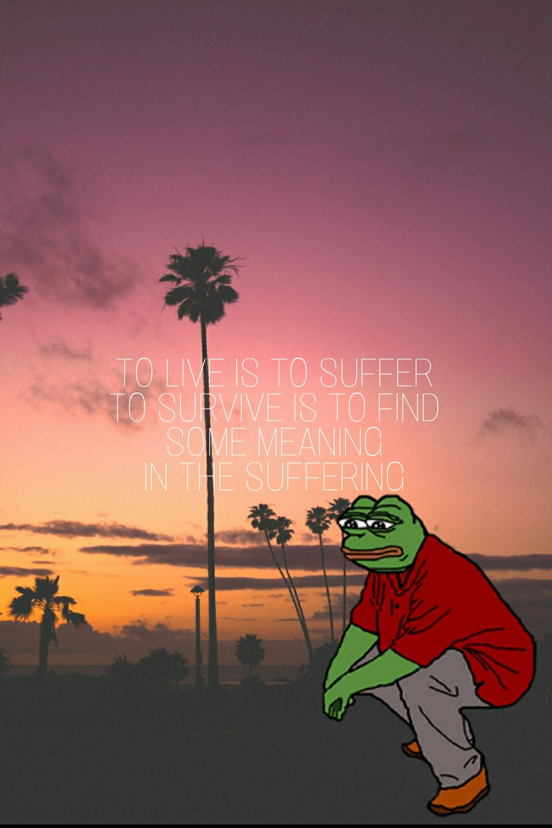 Crouching Pepe The Frog Quote Wallpaper