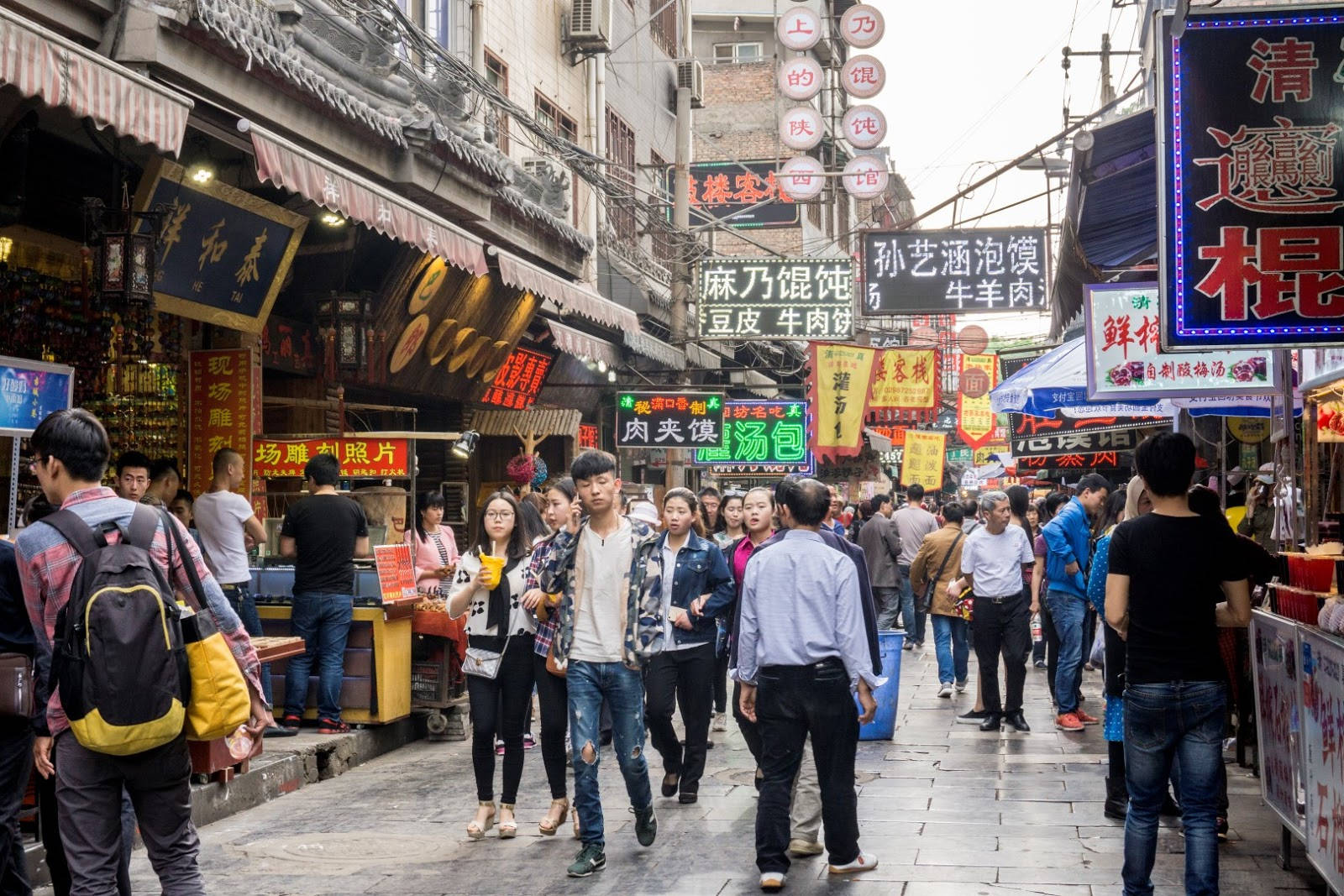 Crowded Street In Xian Wallpaper