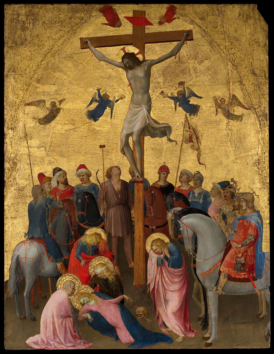 Crucifixion Scene Medieval Artwork Wallpaper