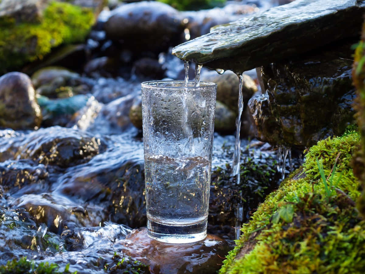 Crystal Clear Spring Water Flowing Over Rocks Wallpaper