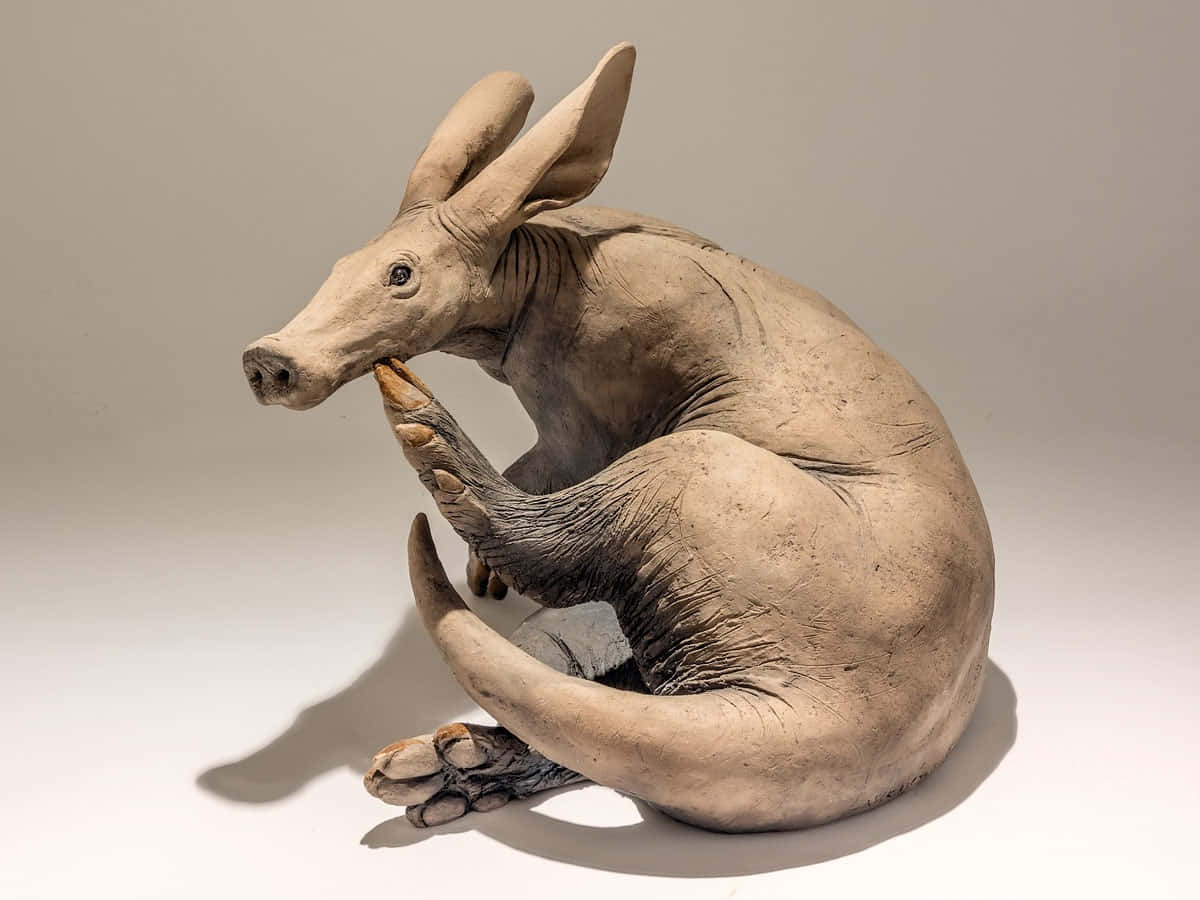 Curled Aardvark Sculpture Wallpaper