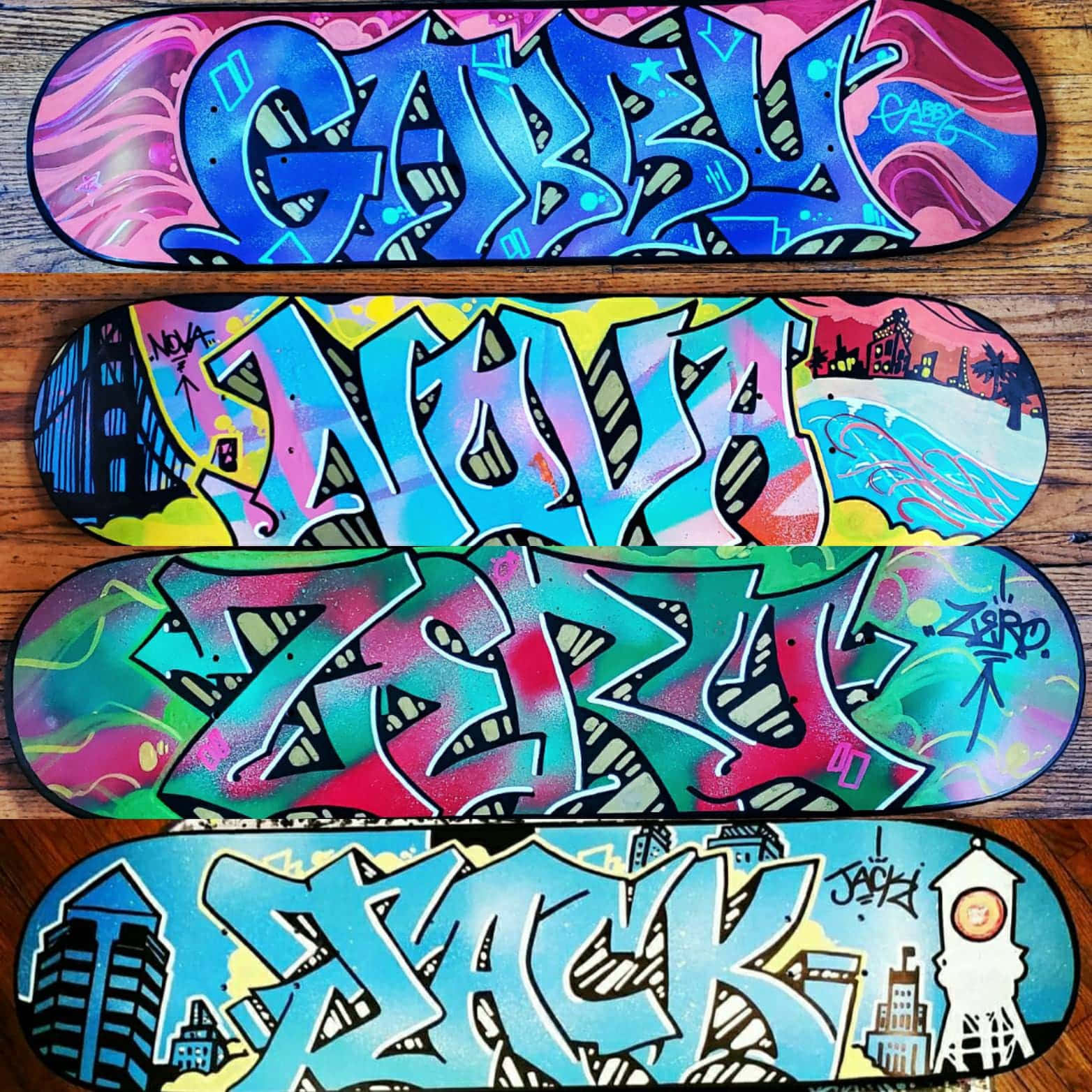 Custom Graffiti Skateboards Triptych Wallpaper