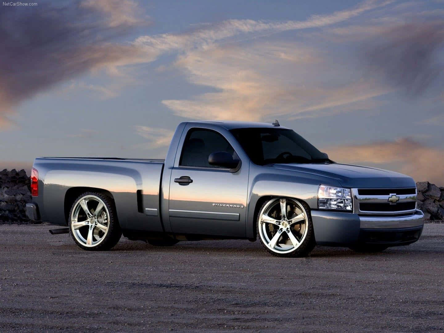 Custom Lowered Silverado Truck Wallpaper