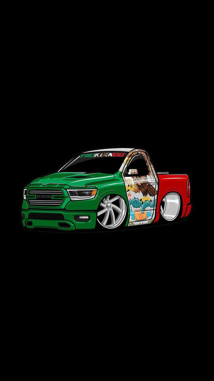 Customized Green Takuache Truck Illustration Wallpaper