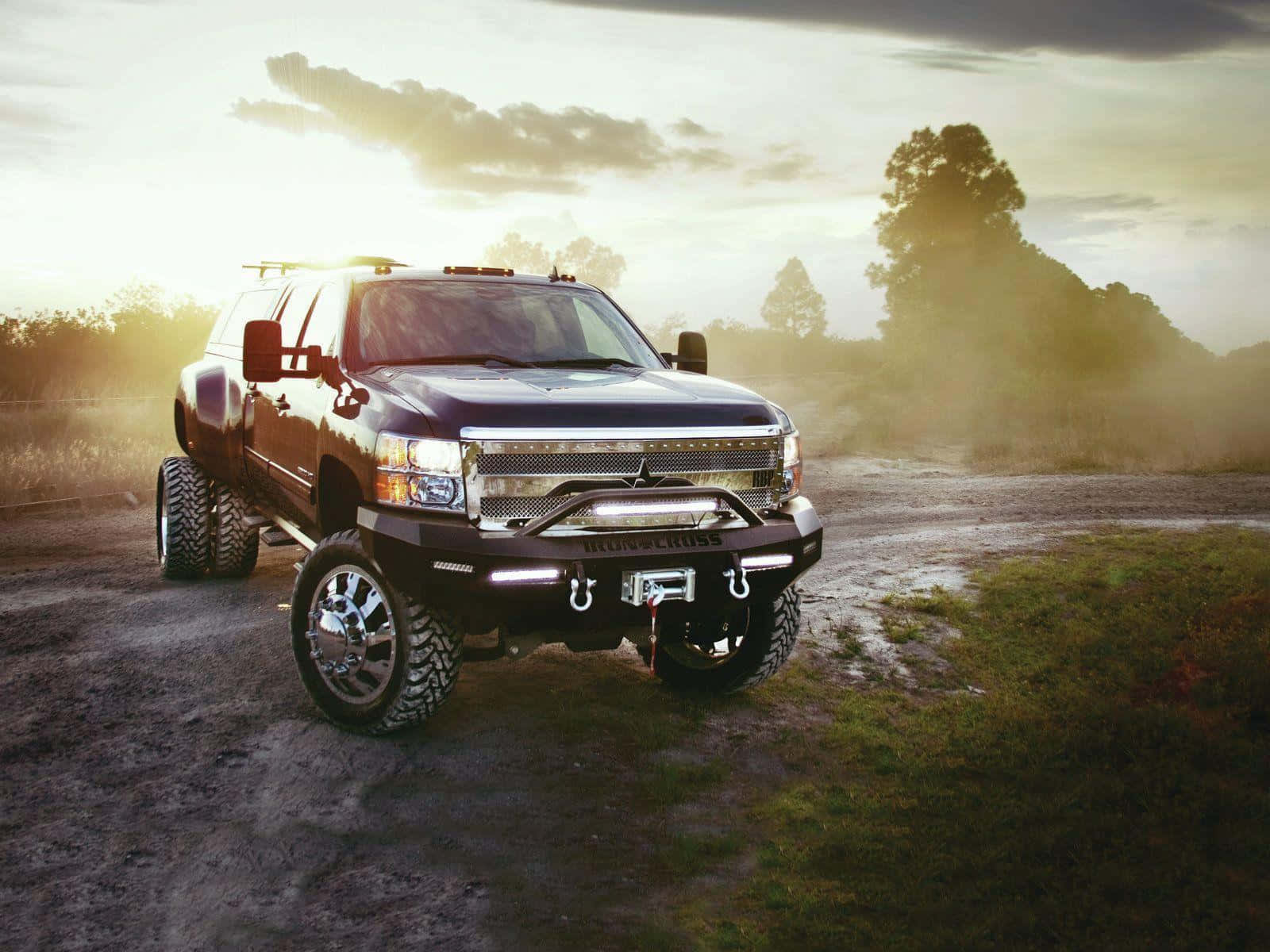 Customized Pickup Truckat Dusk Wallpaper