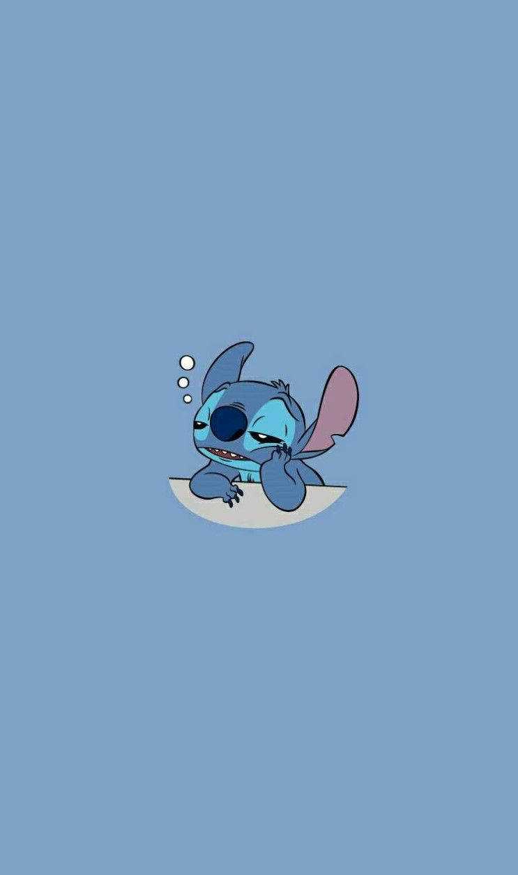 Cute Aesthetic Cartoon Sleepy Stitch Wallpaper