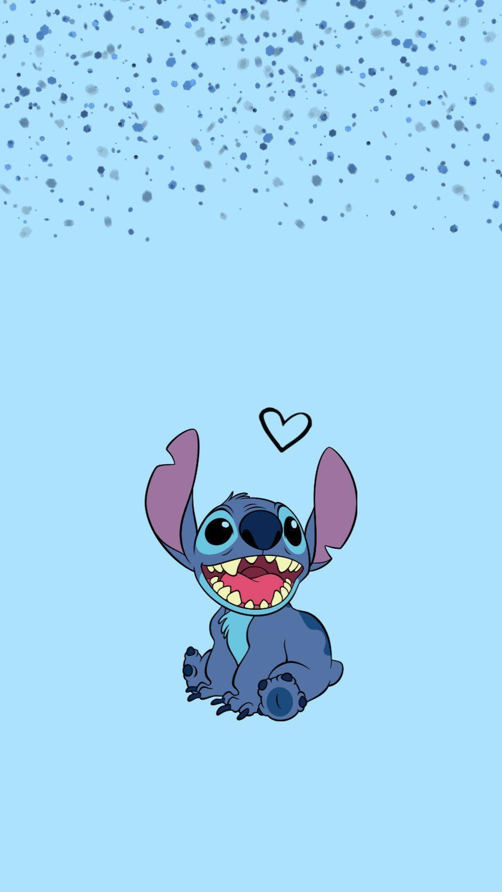 Cute Aesthetic Stitch Black Heart Stencil Wallpaper