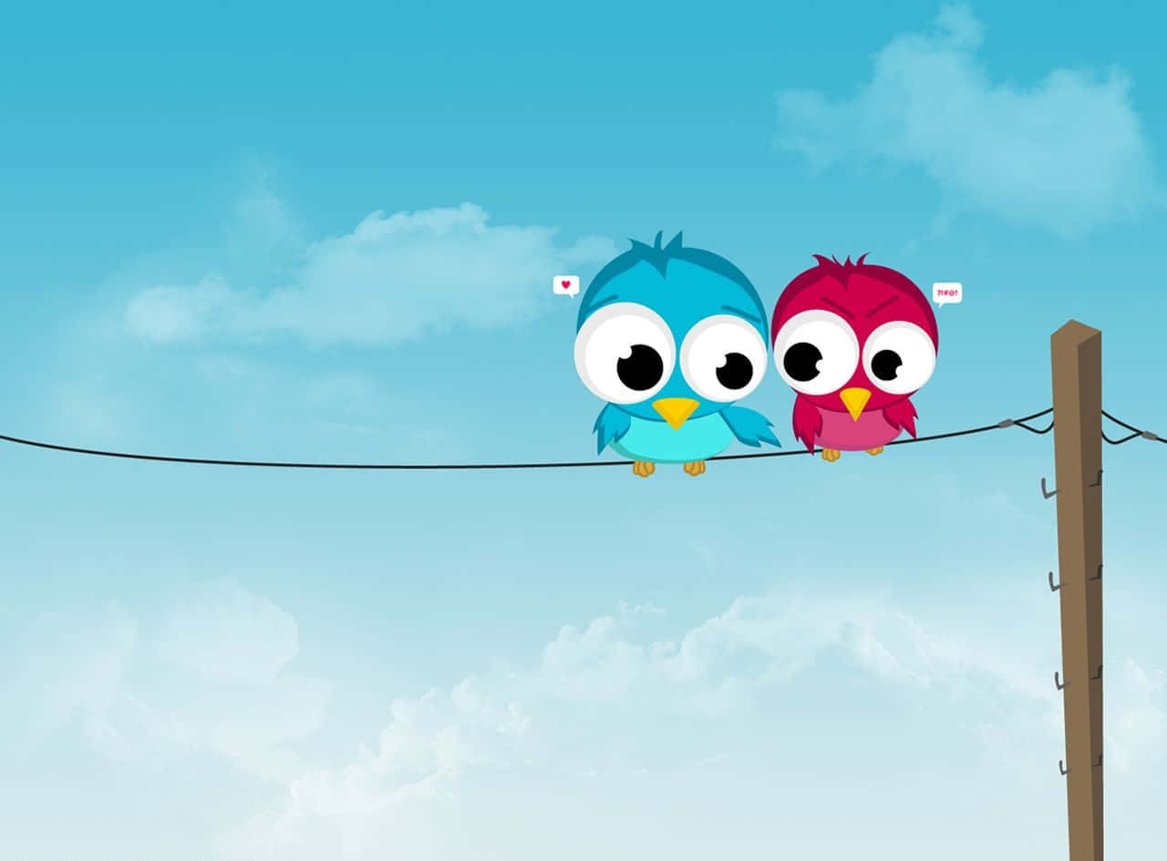 Cute And Colorful Kawaii Bird Illustration Wallpaper