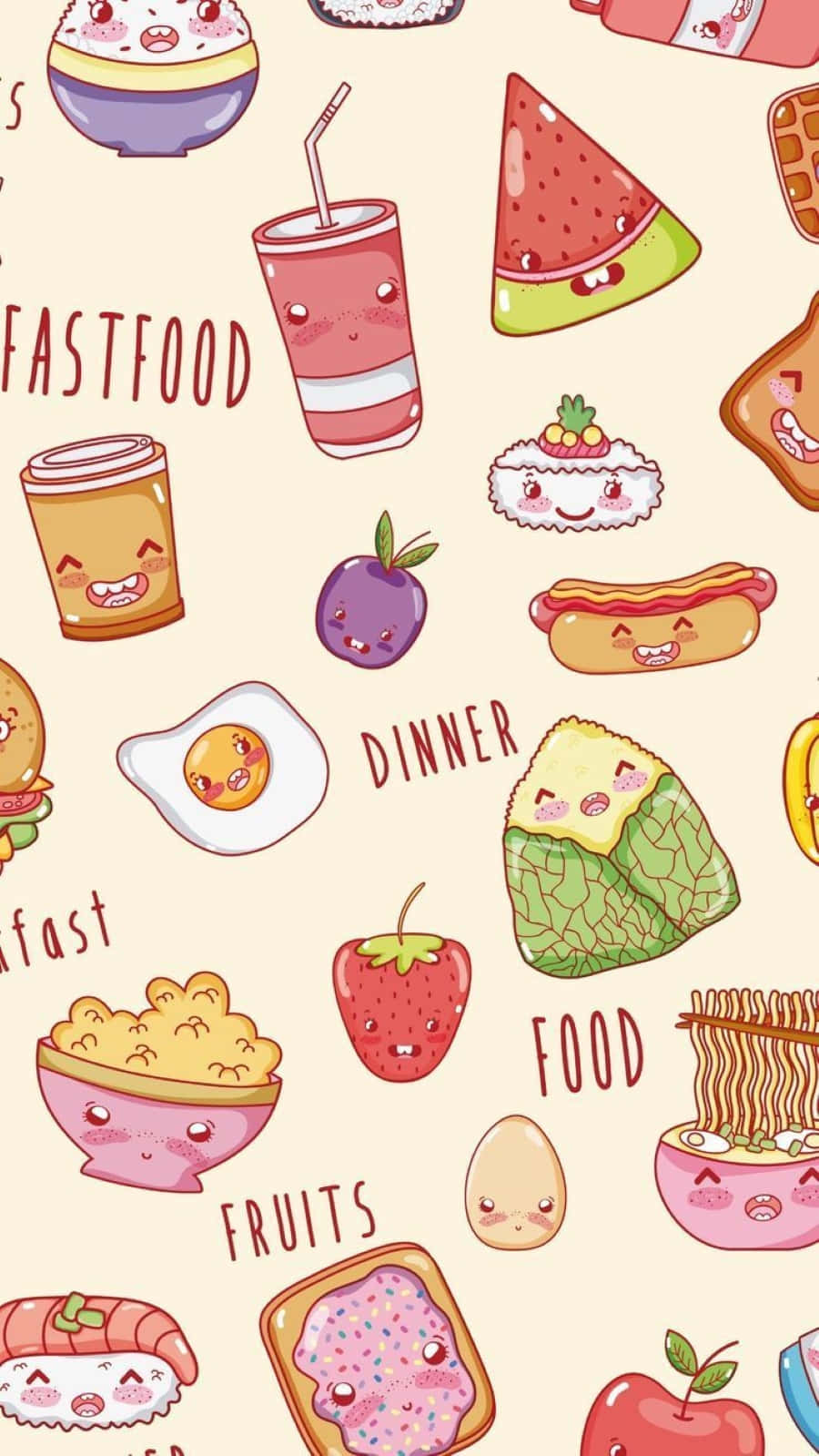 Cute And Colorful Kawaii Food Wallpaper Wallpaper