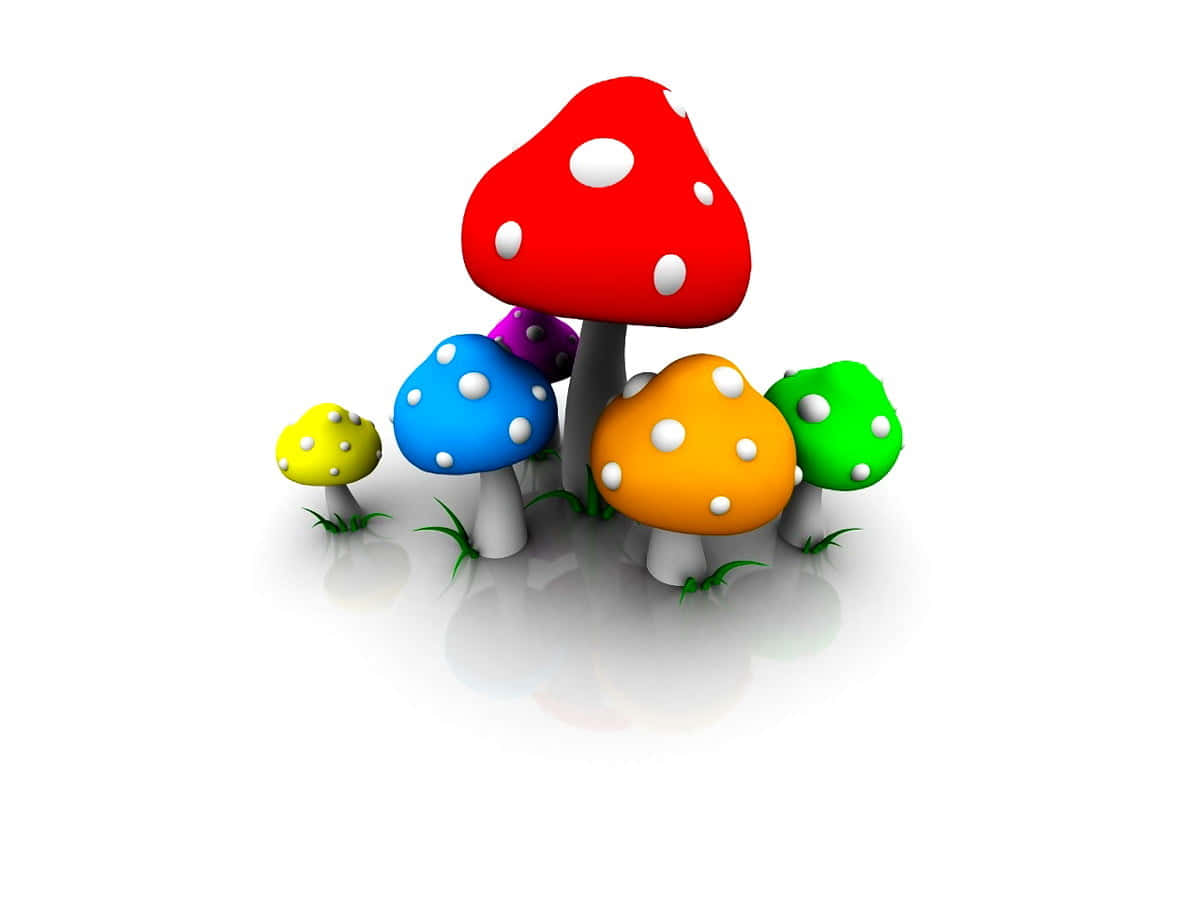 Cute And Colorful Kawaii Mushroom Illustration Wallpaper