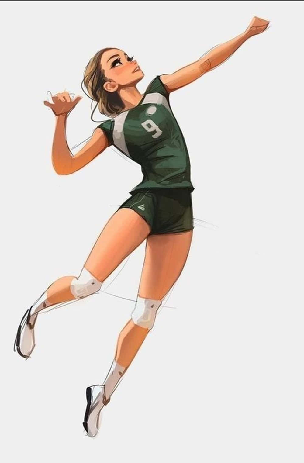 Cute Animated Girl In Volleyball Stance Wallpaper