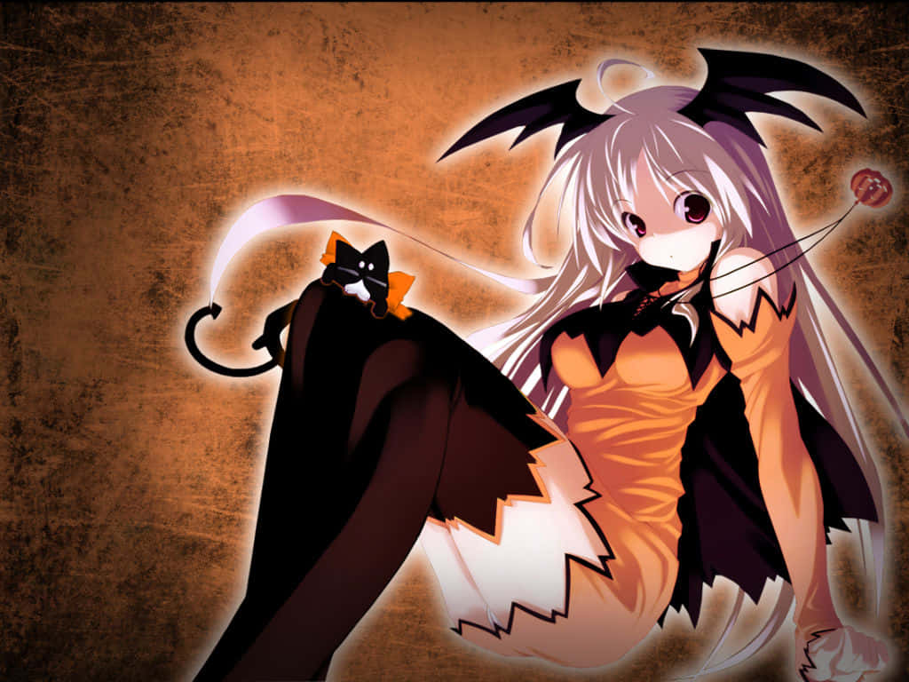 Cute Anime Witch Halloween Wallpaper