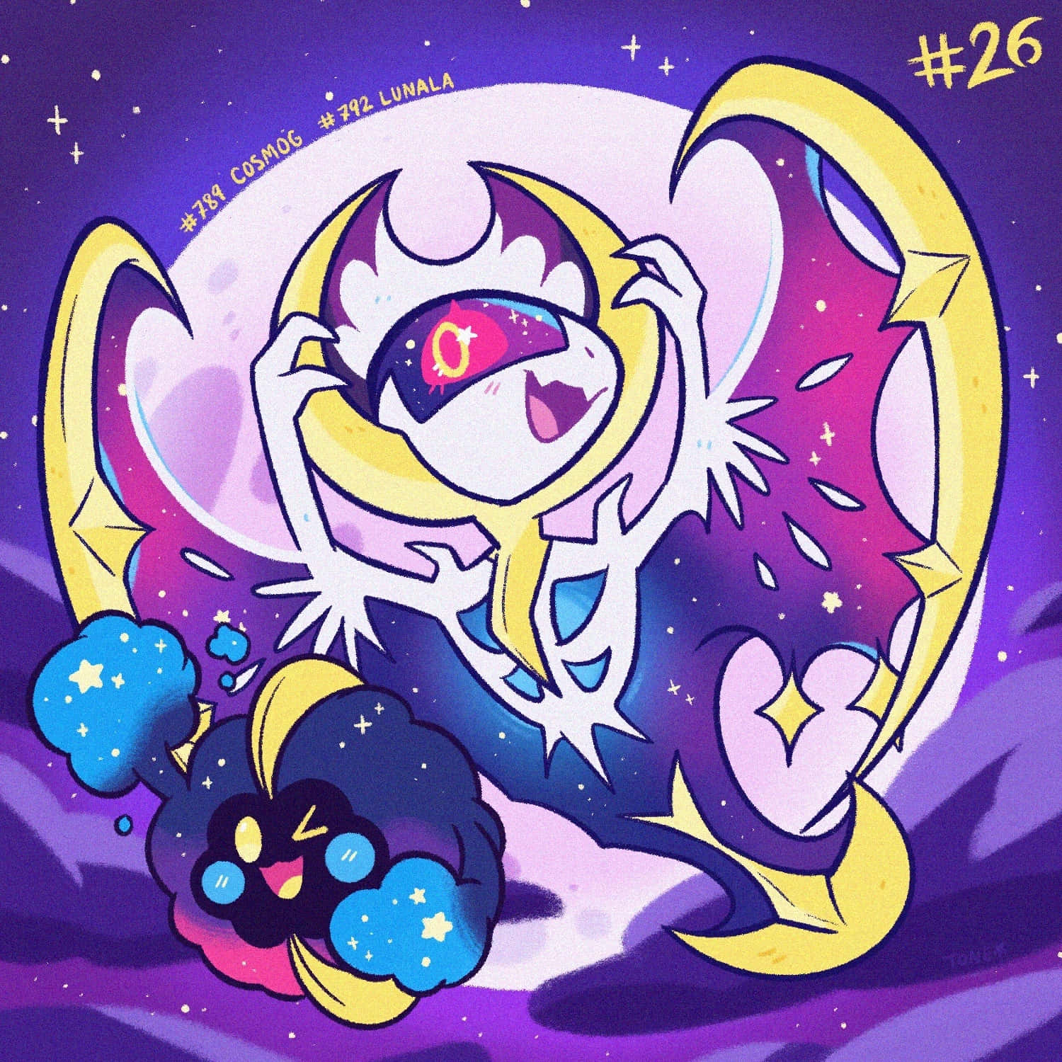 Cute Art Lunala And Cosmog Wallpaper