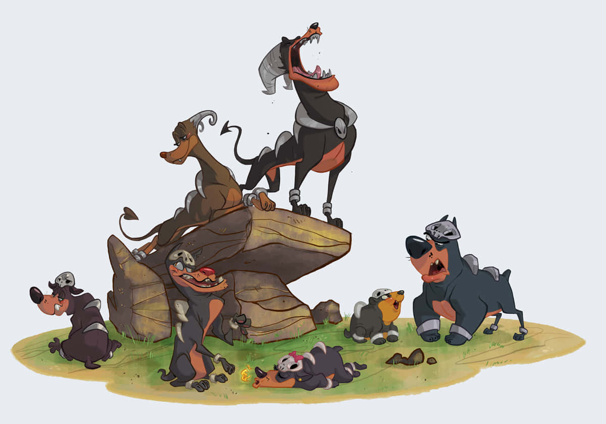 Cute Art Of The Houndour Family Wallpaper