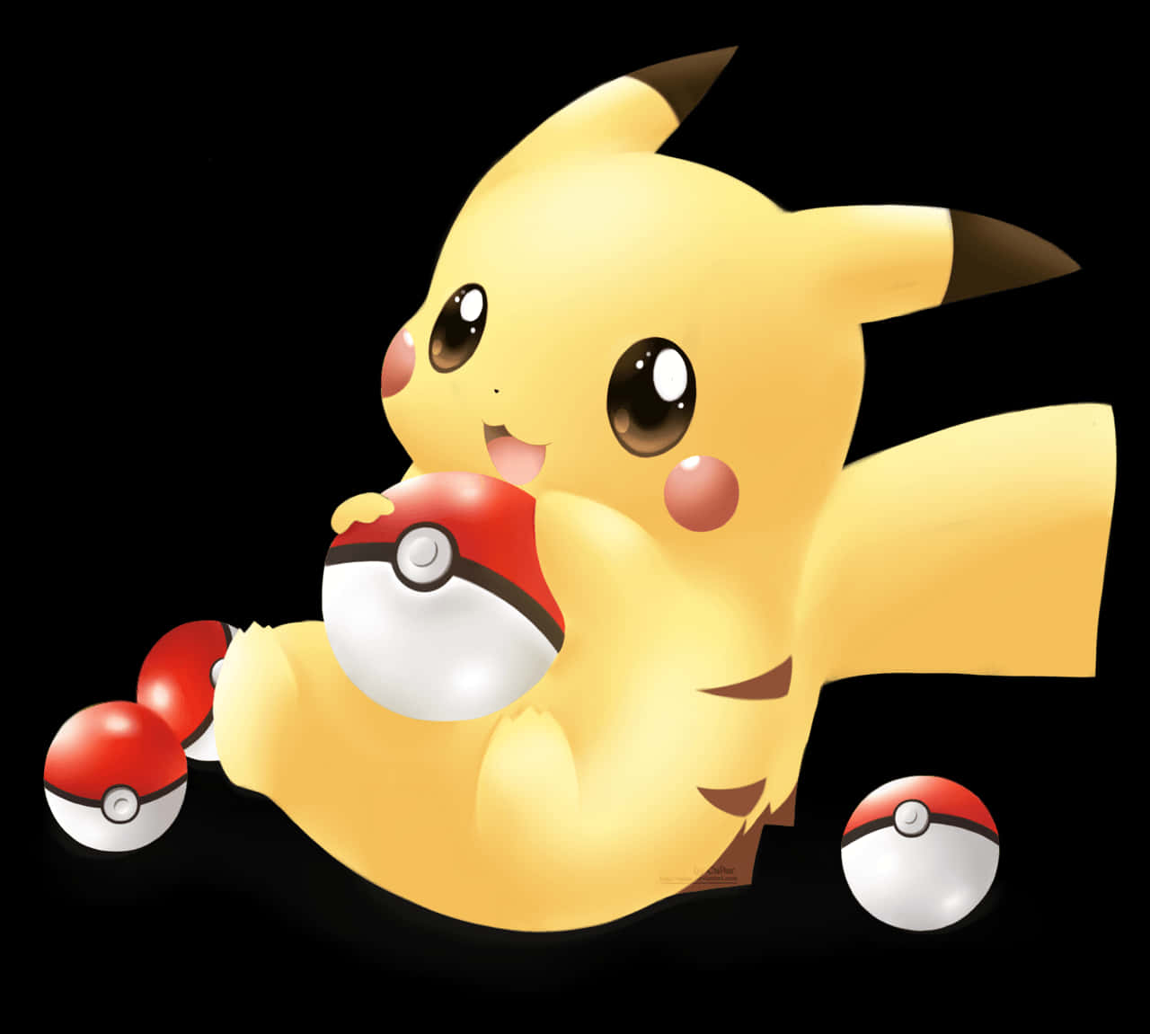 Cute Baby Pikachu With Pokemon Ball Wallpaper