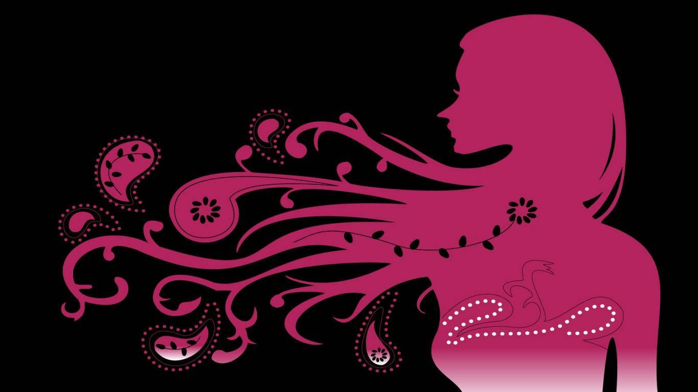 Cute Black Silhouette Woman Art Wallpaper