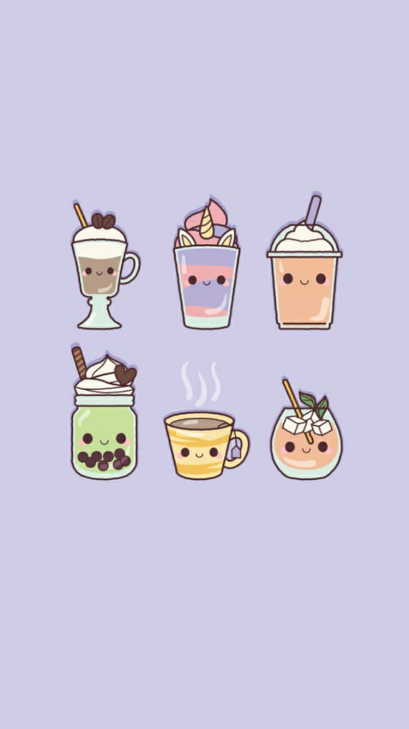 Cute Boba Drinks Illustration Wallpaper