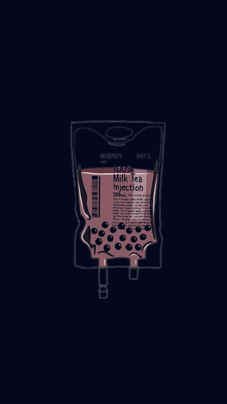 Cute Boba In Medical Fluid Bag Wallpaper