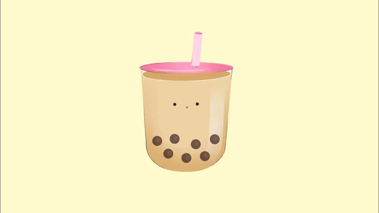 Cute Boba Tea Cartoon Wallpaper