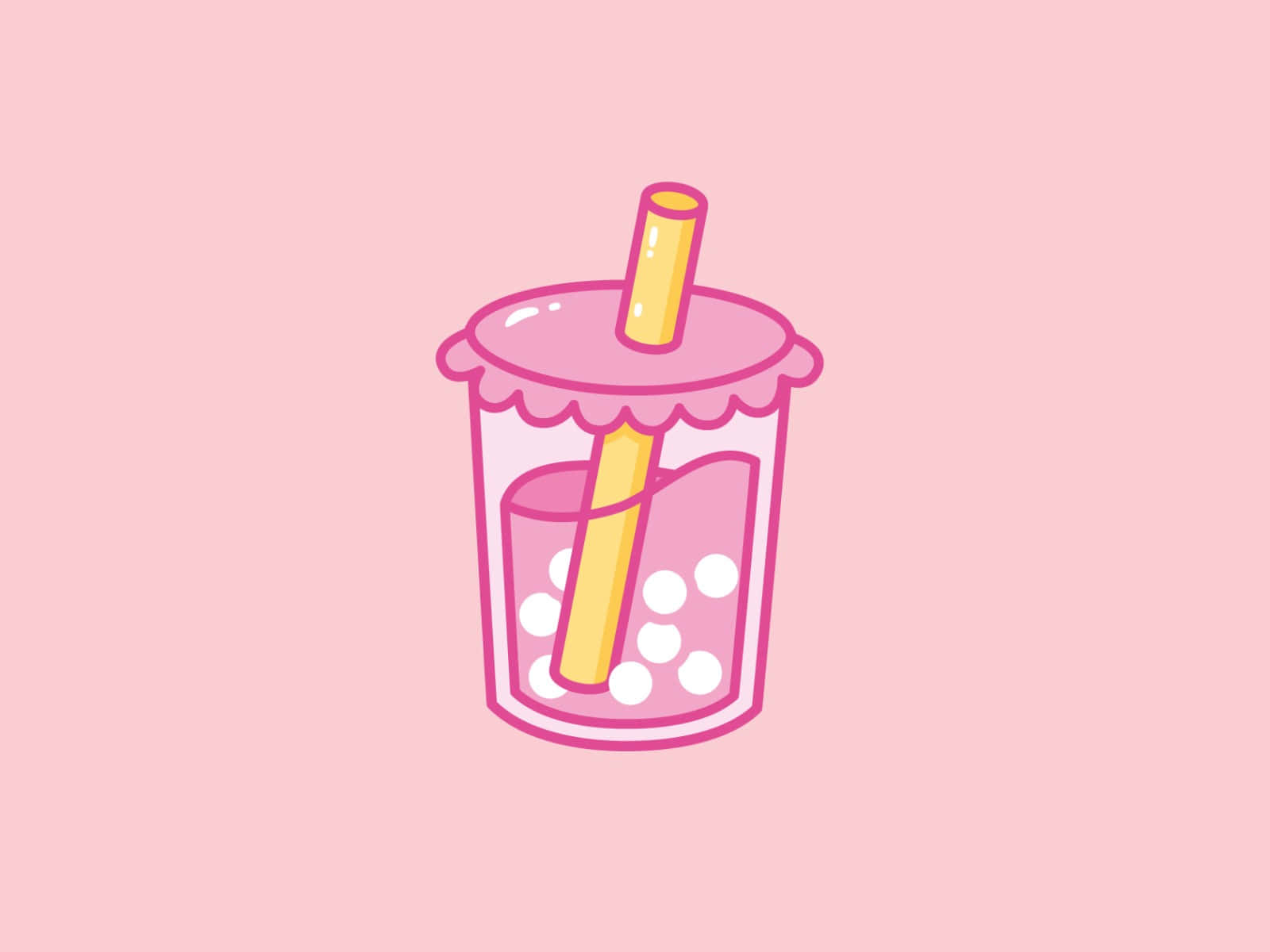 Cute Boba Tea Cartoon Illustration Wallpaper