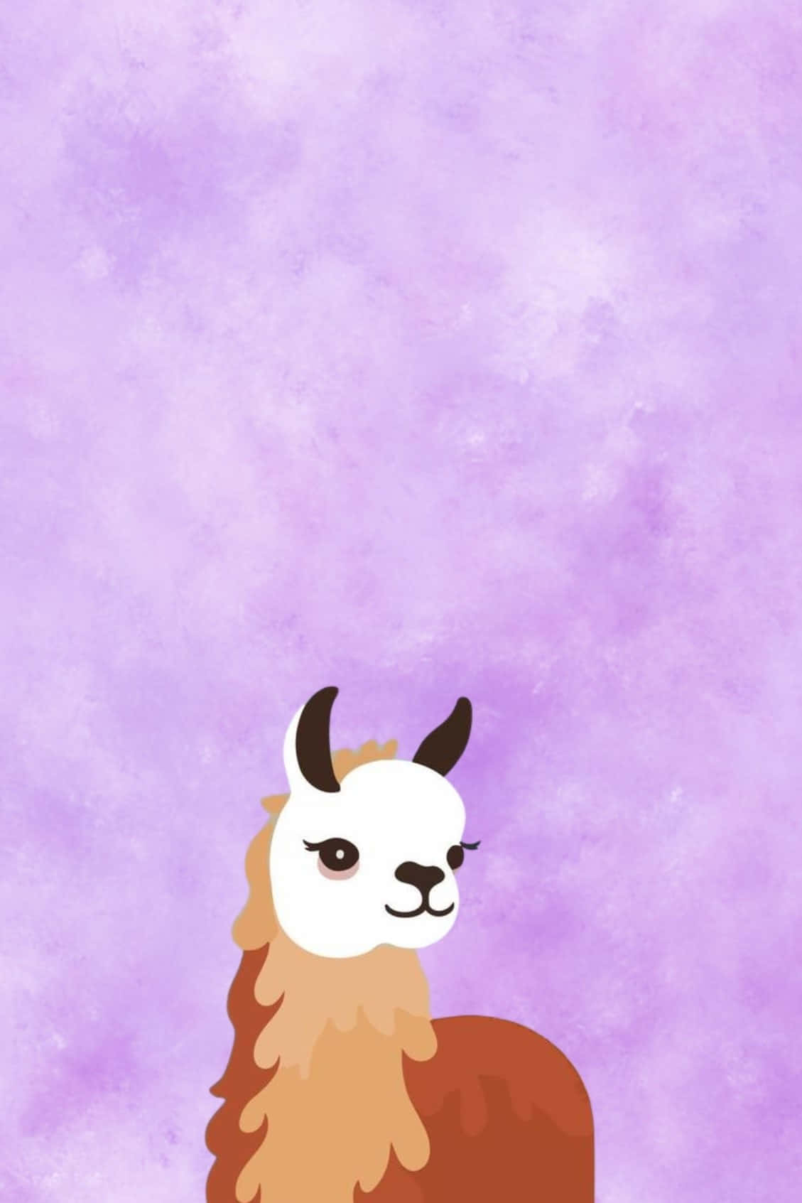 Cute Cartoon Alpaca Purple Background Wallpaper