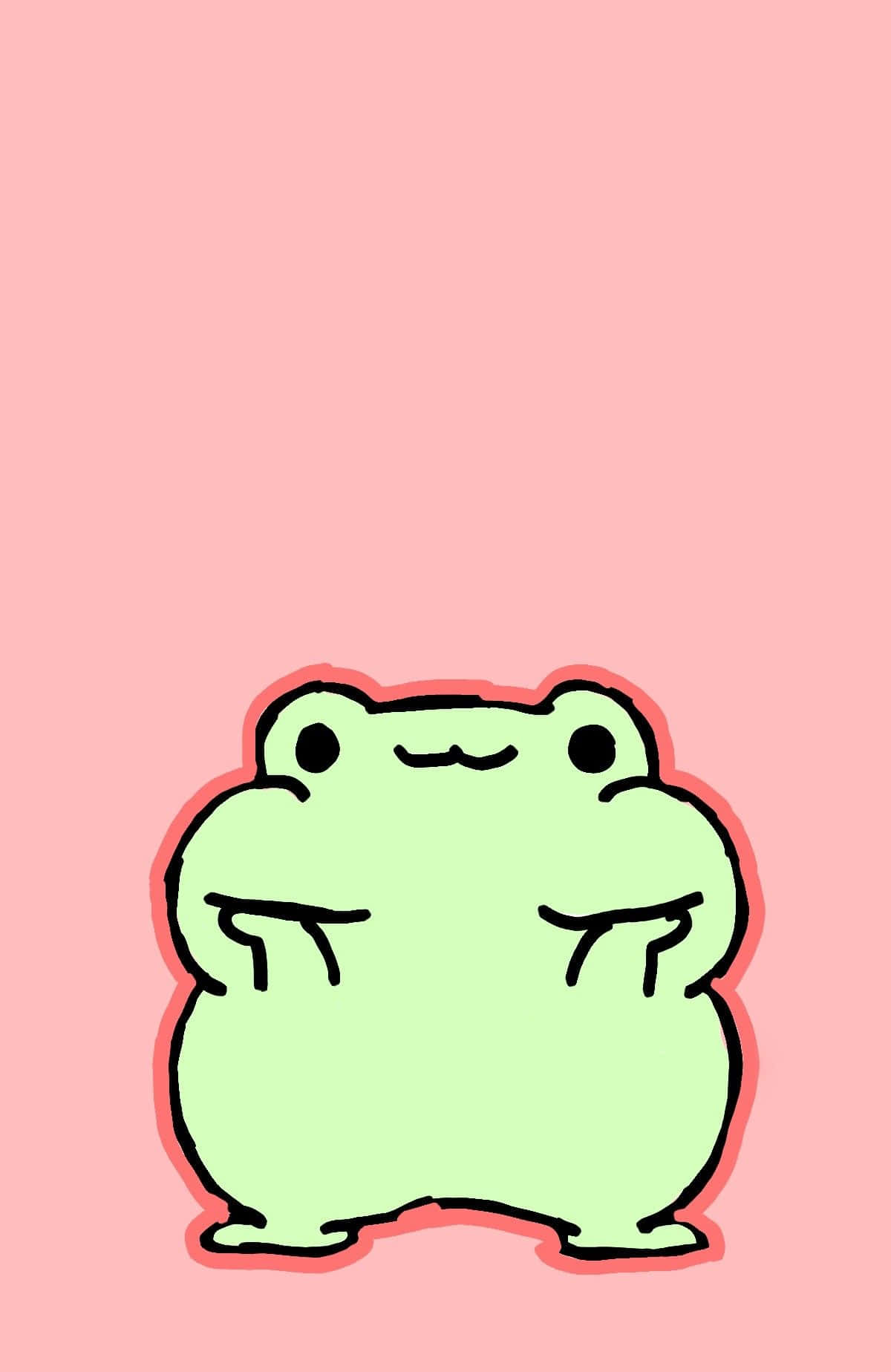 Cute Cartoon Frog Pink Background Wallpaper