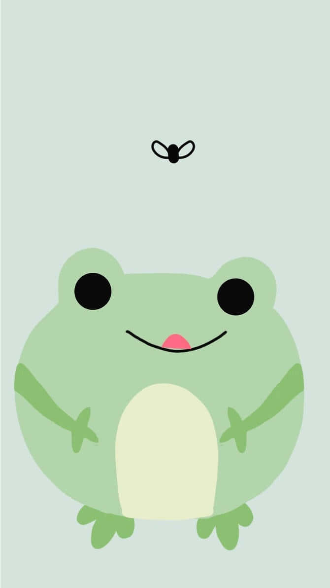 Cute Cartoon Frogand Fly Wallpaper