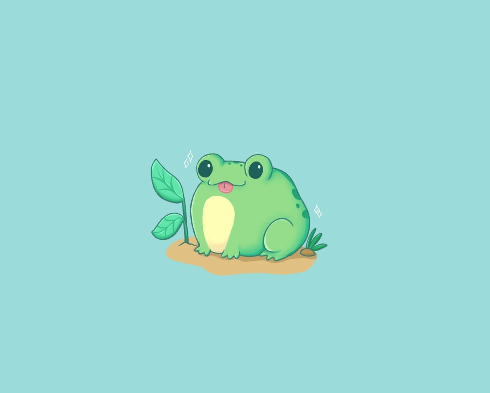 Cute Cartoon Frogon Lily Pad Wallpaper