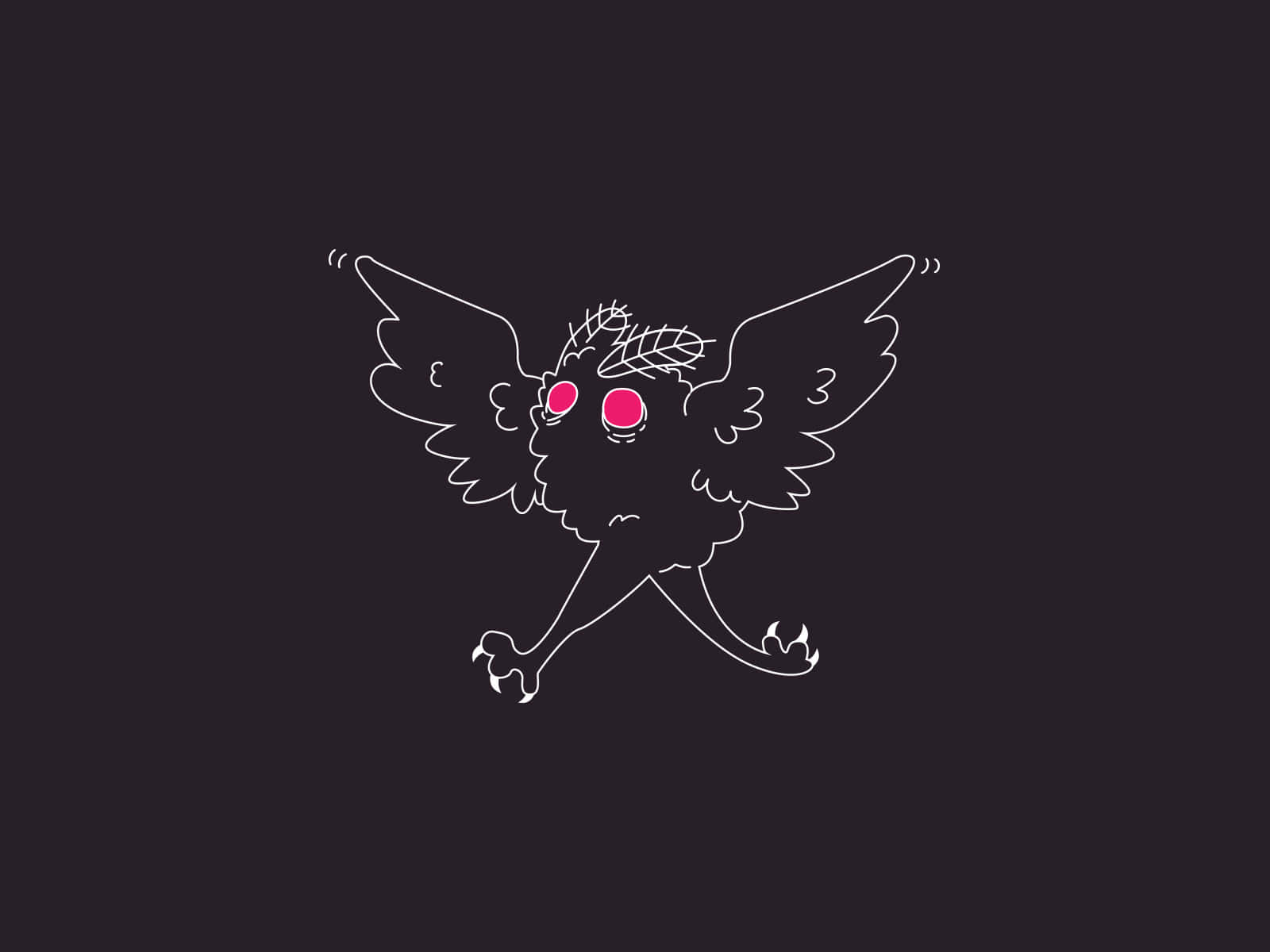 Cute Cartoon Mothman Illustration Wallpaper