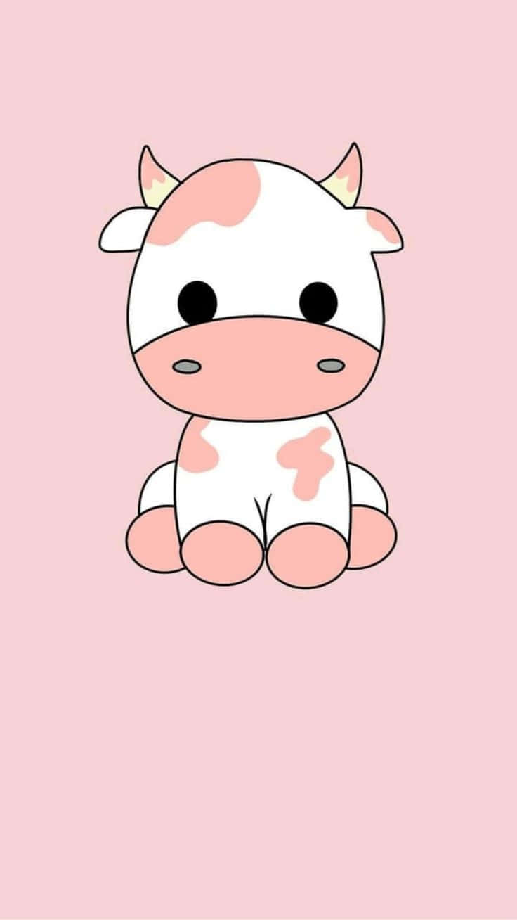 Cute Cartoon Pink Cow Wallpaper