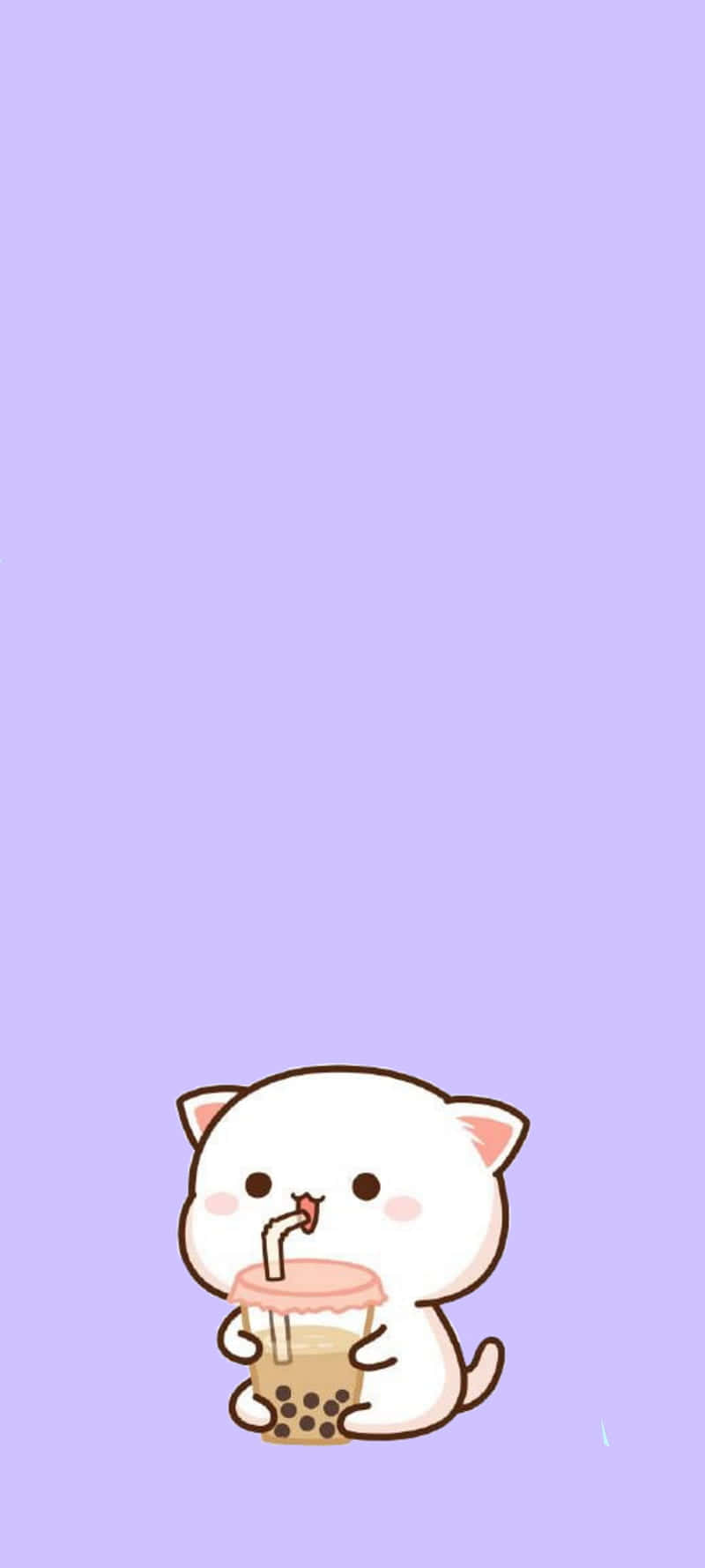 Cute Cat Enjoying Boba Aesthetic.jpg Wallpaper