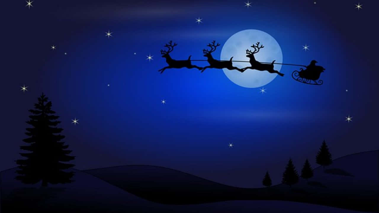 Cute Christmas Laptop At Night Wallpaper