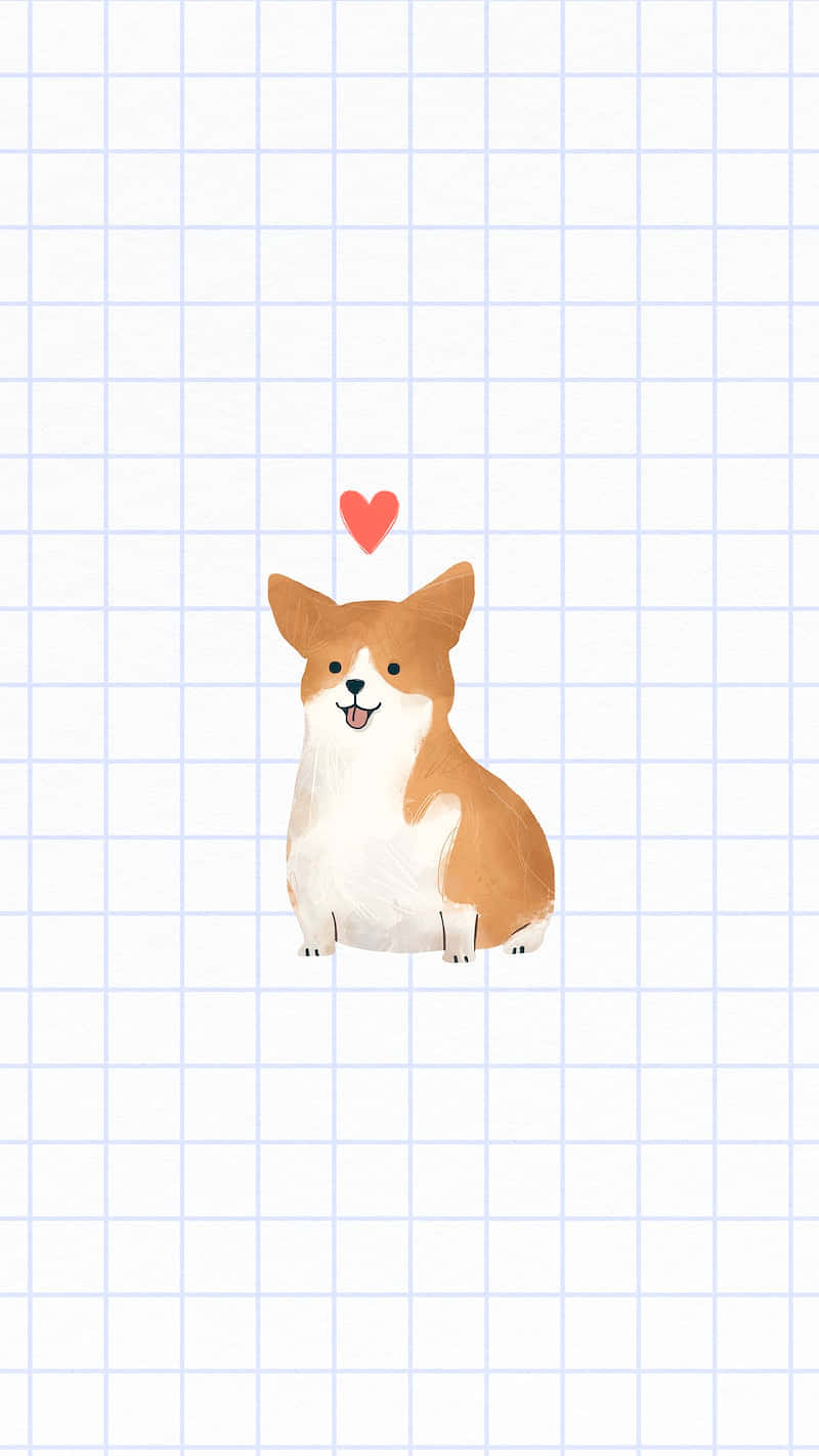 Cute Corgi On Grid Background Wallpaper