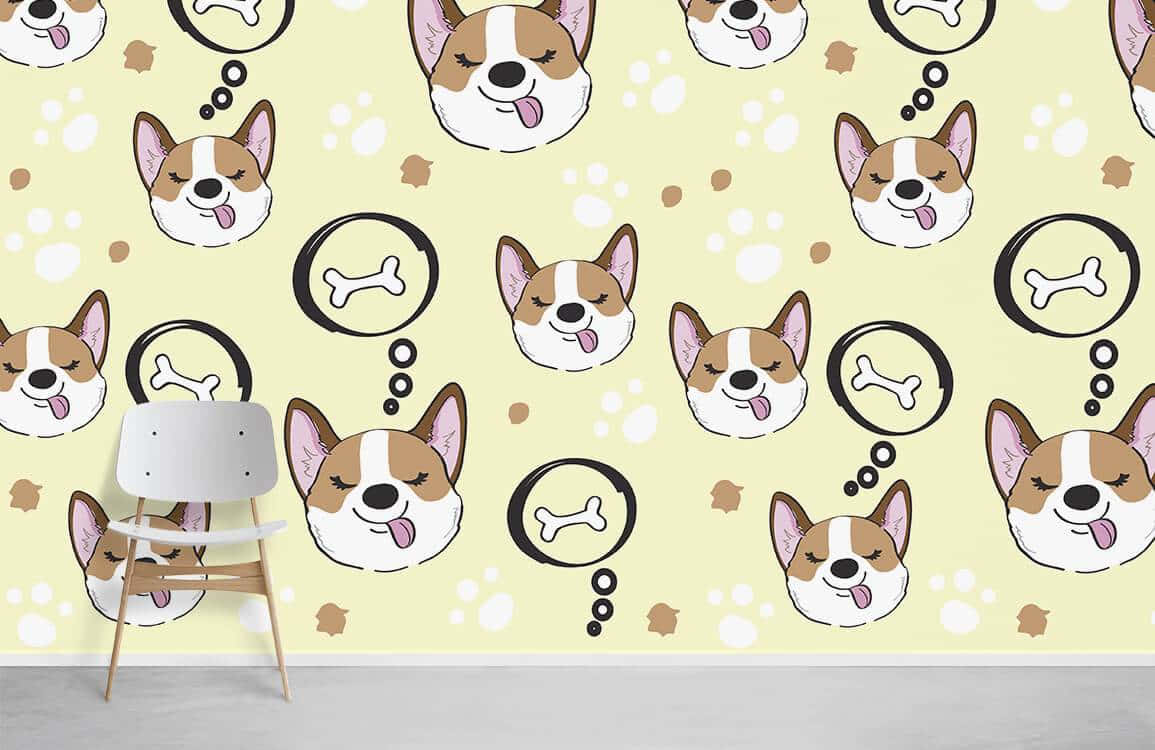 Cute Corgi Pattern Digital Design Wallpaper