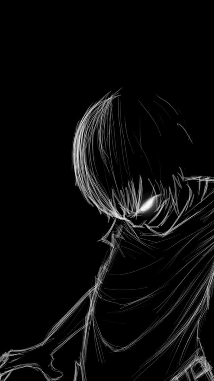 Cute Dark Anime Boy White Ink Wallpaper