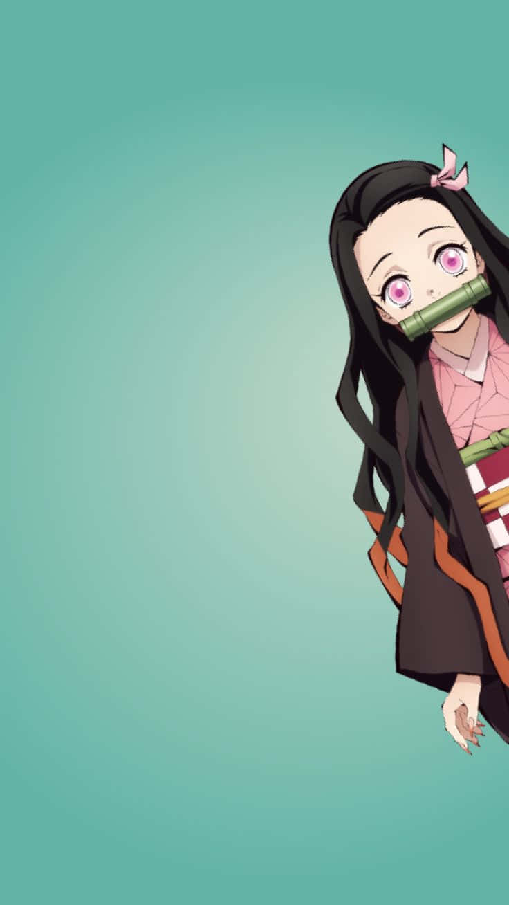 Cute Demon Slayer Character Nezuko Kamado Minimalist Graphic Art Wallpaper