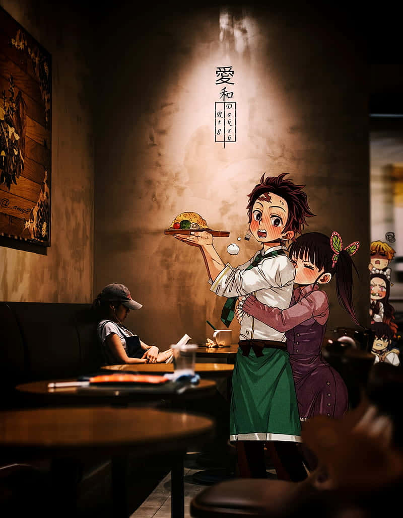 Cute Demon Slayer Character Tanjiro Kamado And Kanao Tsuyuri Wallpaper