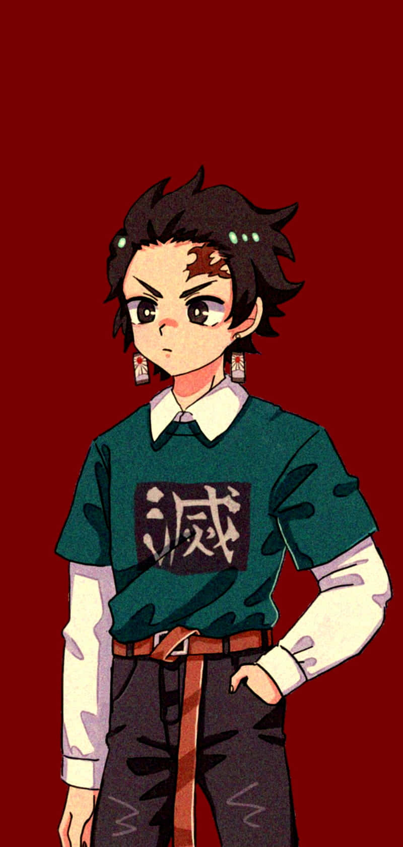 Cute Demon Slayer Character Tanjiro Kamado Modern Fashion Wallpaper