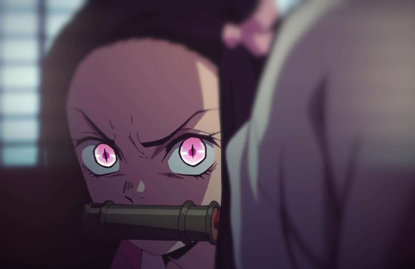 Cute Demon Slayer Nezuko Kamado With Angry Eyes Wallpaper